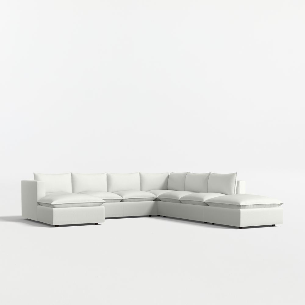 Lotus Modular 5-Piece L-Shaped Sectional Sofa with Double Ottoman