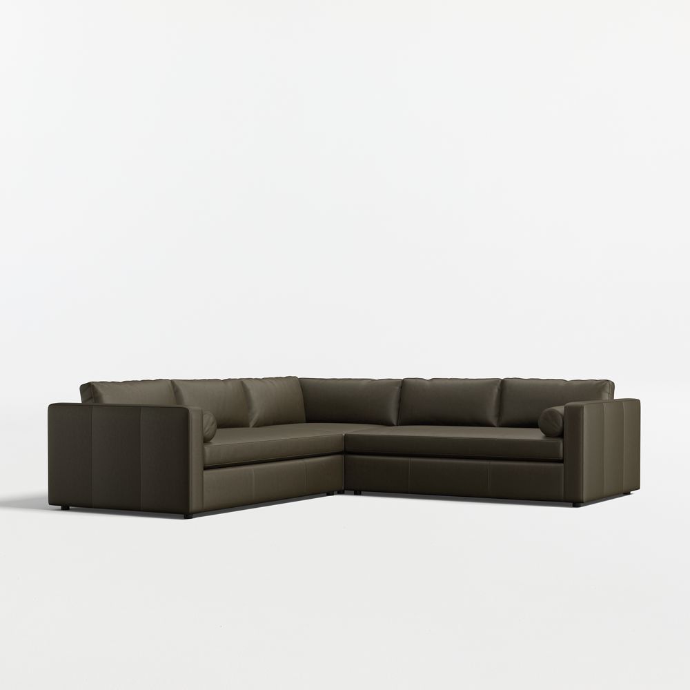 Aris Deep 3-Piece L-Shaped Leather Bench Sectional Sofa