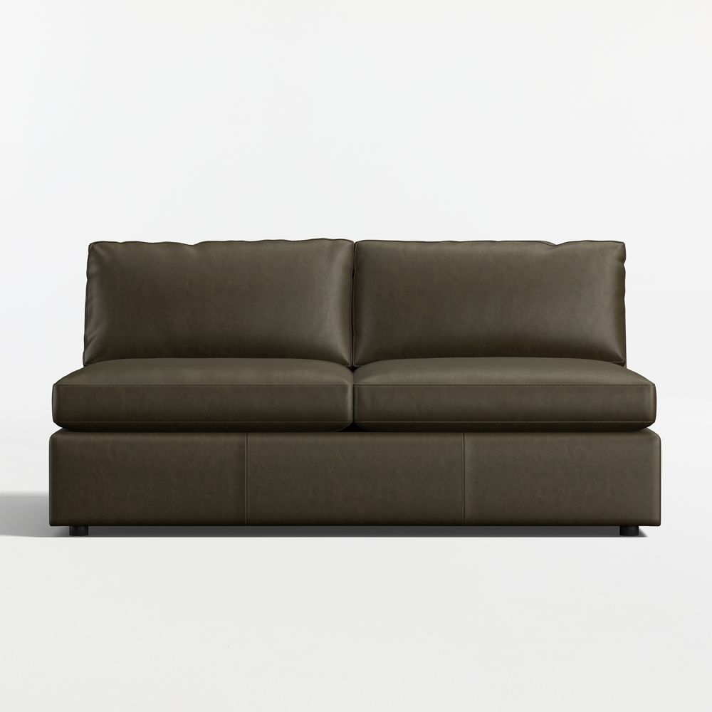 Aris Deep Leather Armless Loveseat Sectional Piece