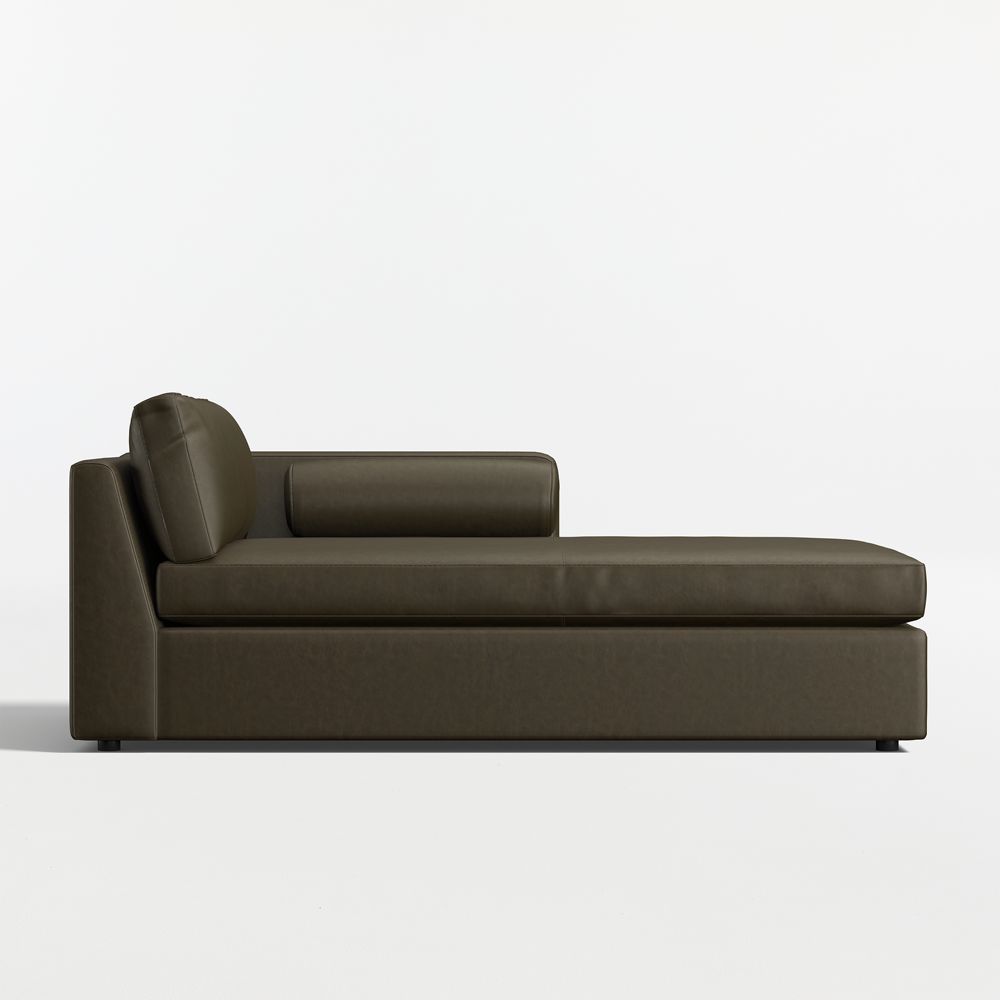 Aris Deep Leather Right-Arm Chaise Lounge Sectional Piece