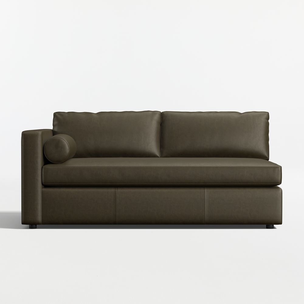 Aris Deep Leather Left-Arm Bench Sofa Sectional Piece