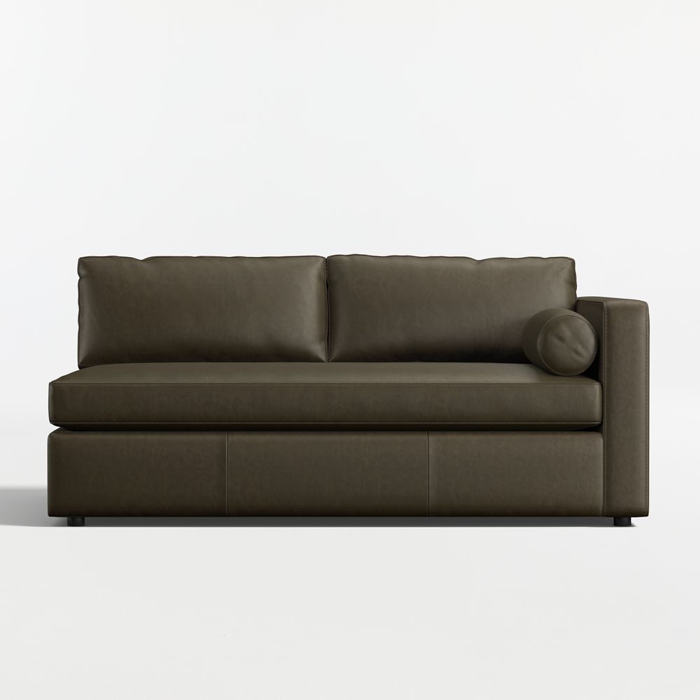 Aris Deep Leather Right-Arm Bench Sofa Sectional Piece