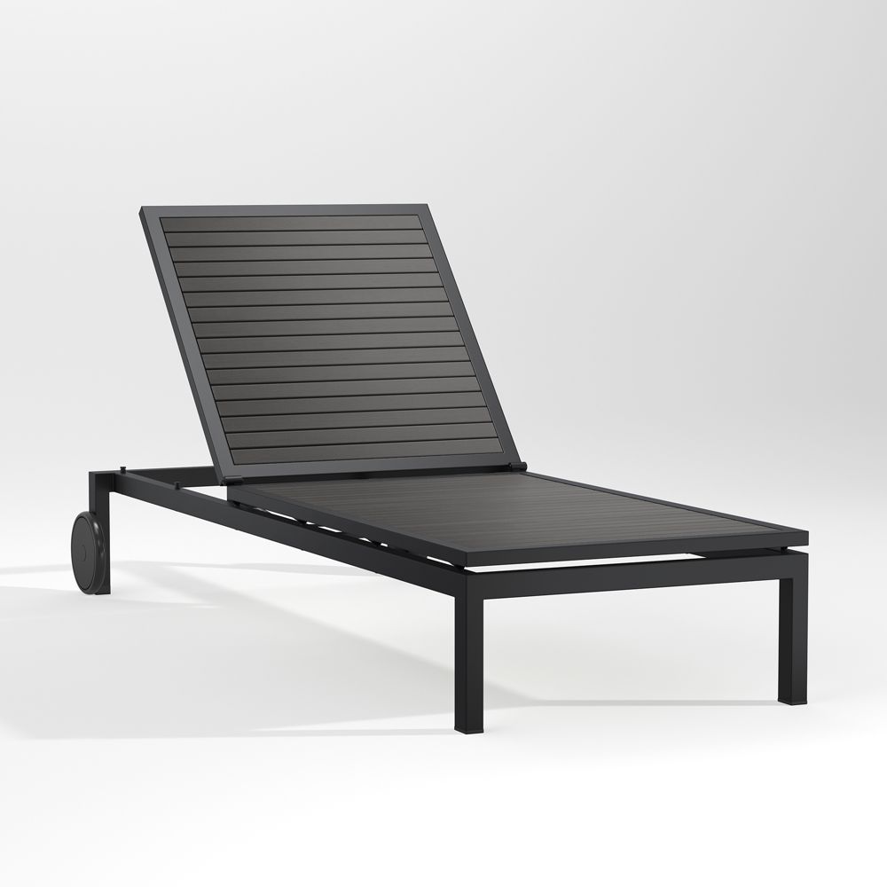 Alfresco Black Metal Outdoor Sun Lounger