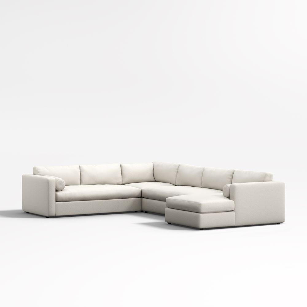 Aris Deep 4-Piece L-Shaped Bench Sectional Sofa with Chaise Lounge