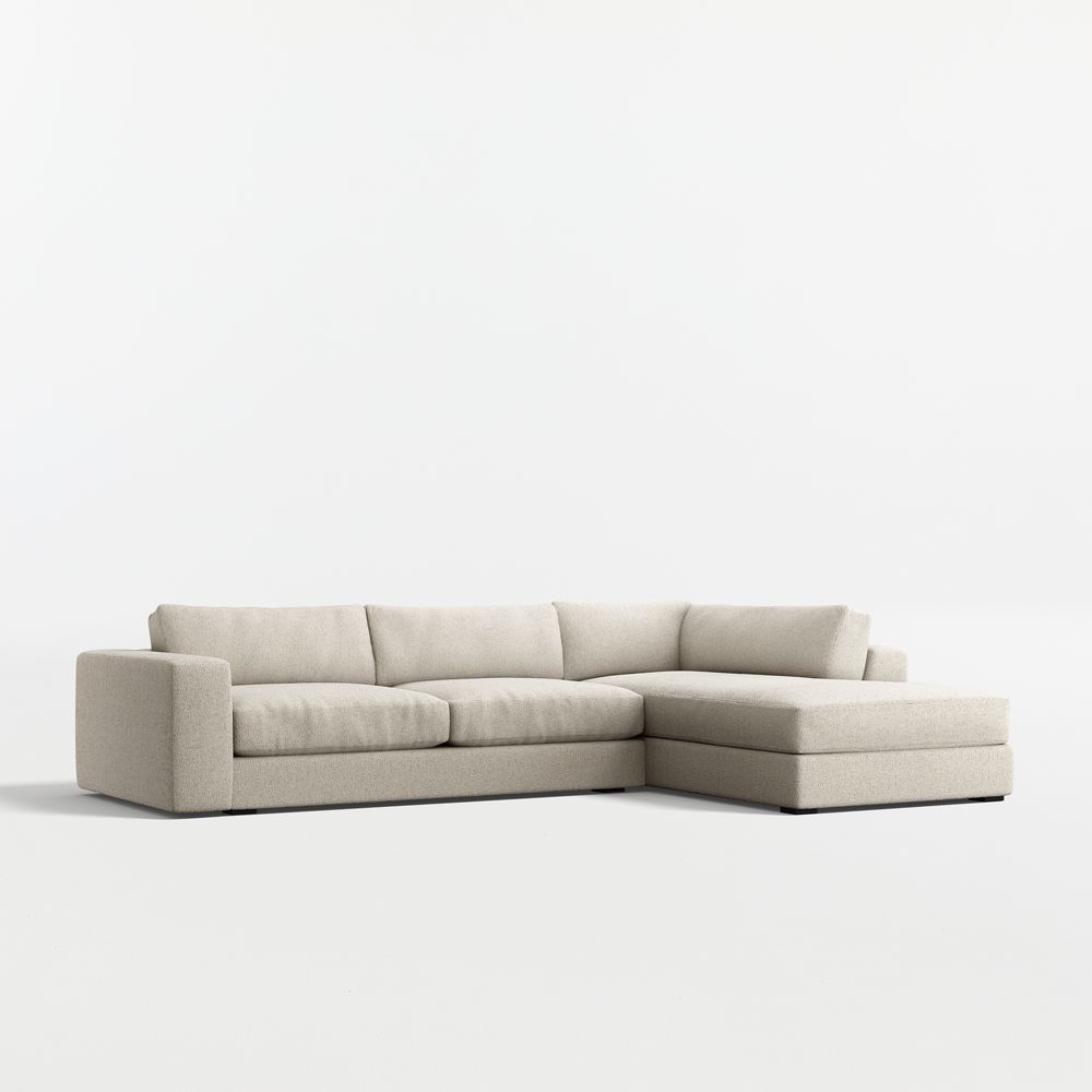 Oceanside Deep Low 2-Piece L-Shaped Sectional Sofa with Corner Bumper