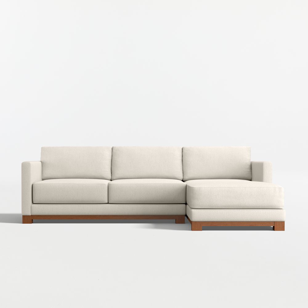 Gather Deep Wood Base 2-Piece Sectional Sofa with Chaise Lounge