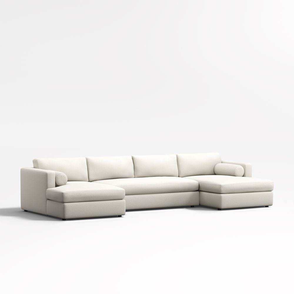 Aris 3-Piece U-Shaped Bench Sectional Sofa with Double Chaise Lounge