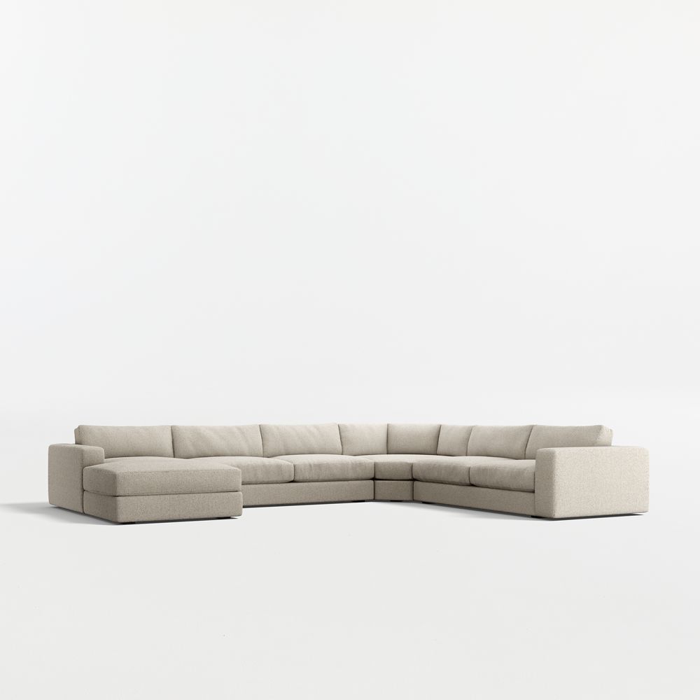 Oceanside Deep Low 4-Piece L-Shaped Wedge Sectional Sofa with Chaise Lounge