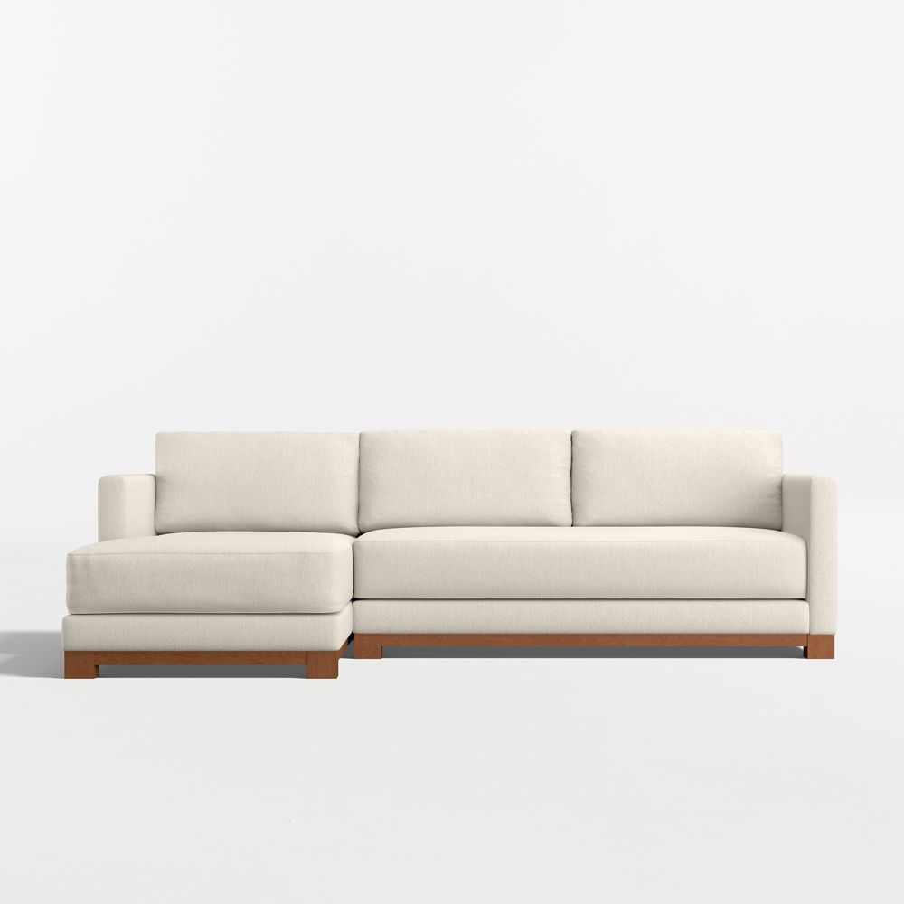 Gather Wood Base 2-Piece Bench Sectional Sofa with Chaise Lounge