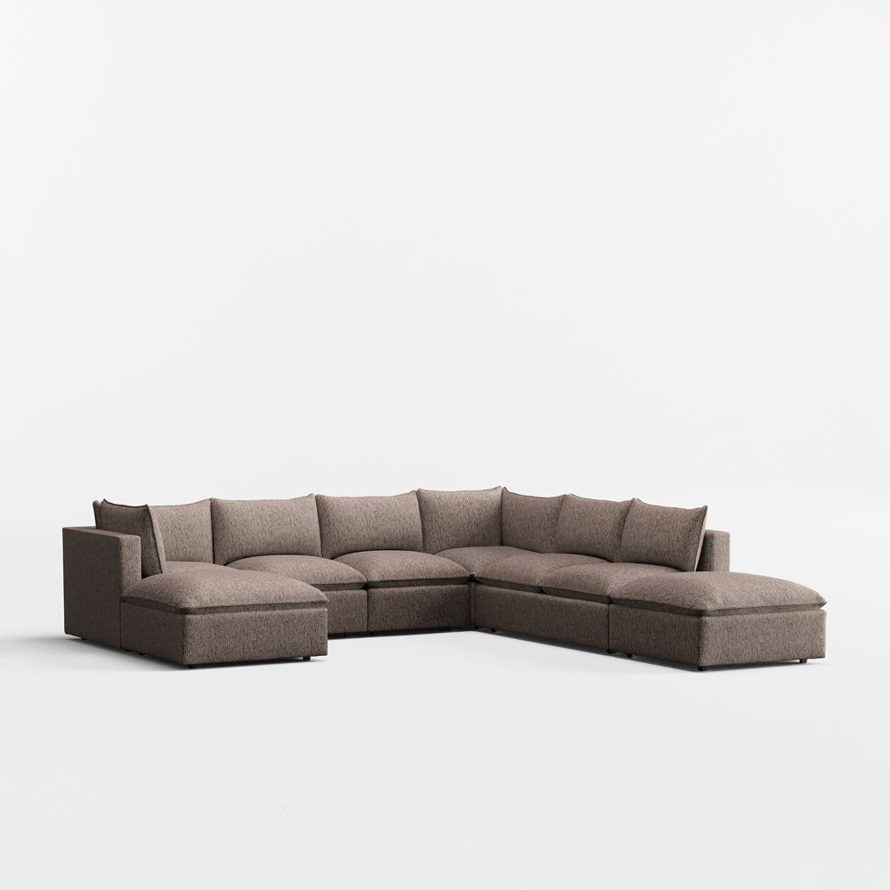 Lotus Modular 7-Piece L-Shaped Sectional Sofa with Double Ottoman