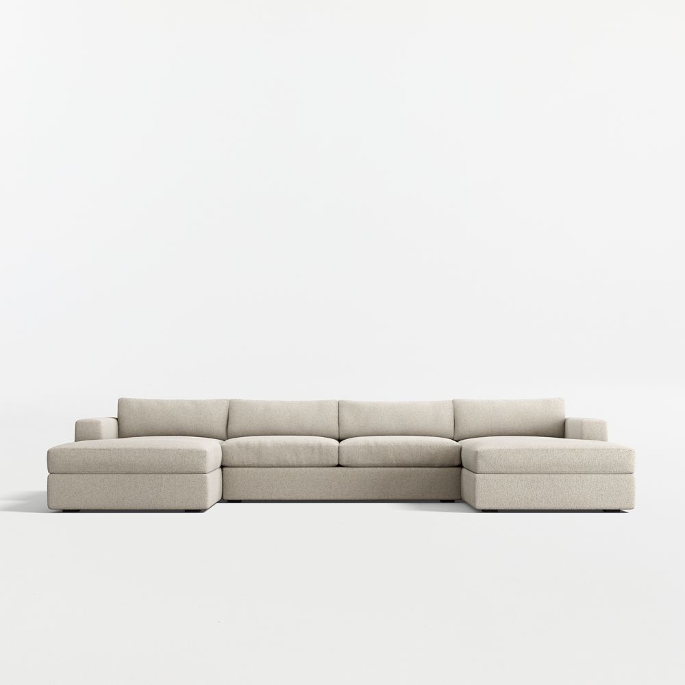 Oceanside Deep 3-Piece U-Shaped Sectional Sofa with Double Chaise Lounge