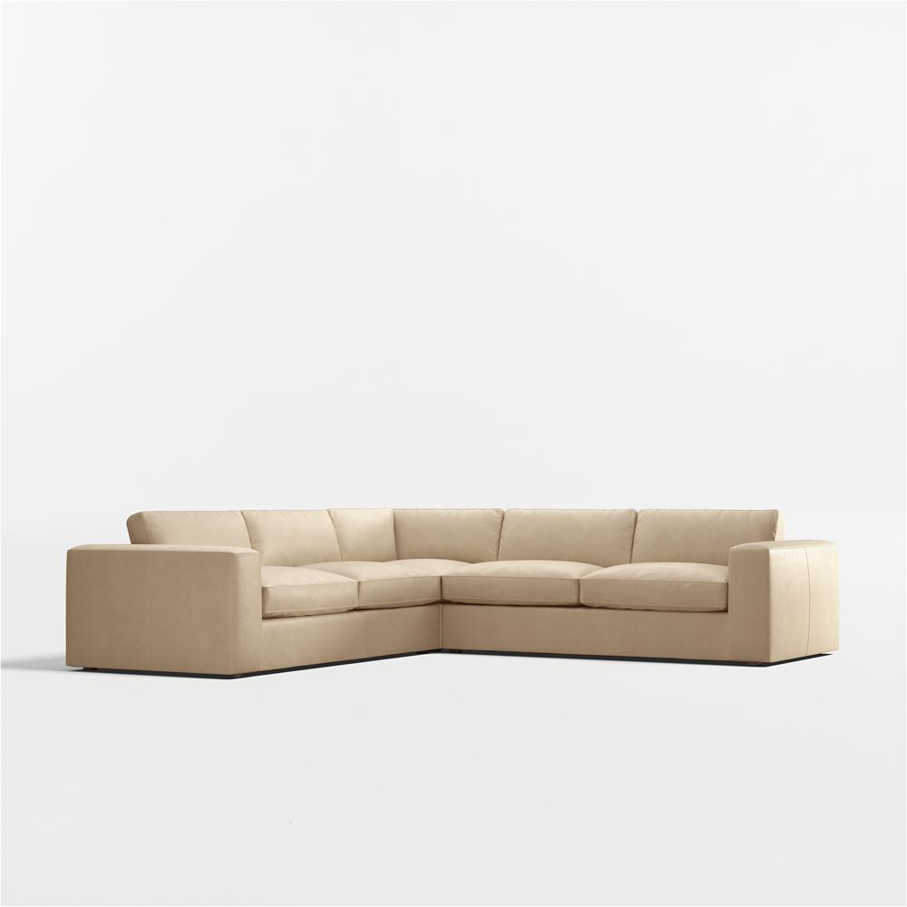 Oceanside Deep 3-Piece L-Shaped Leather Sectional Sofa
