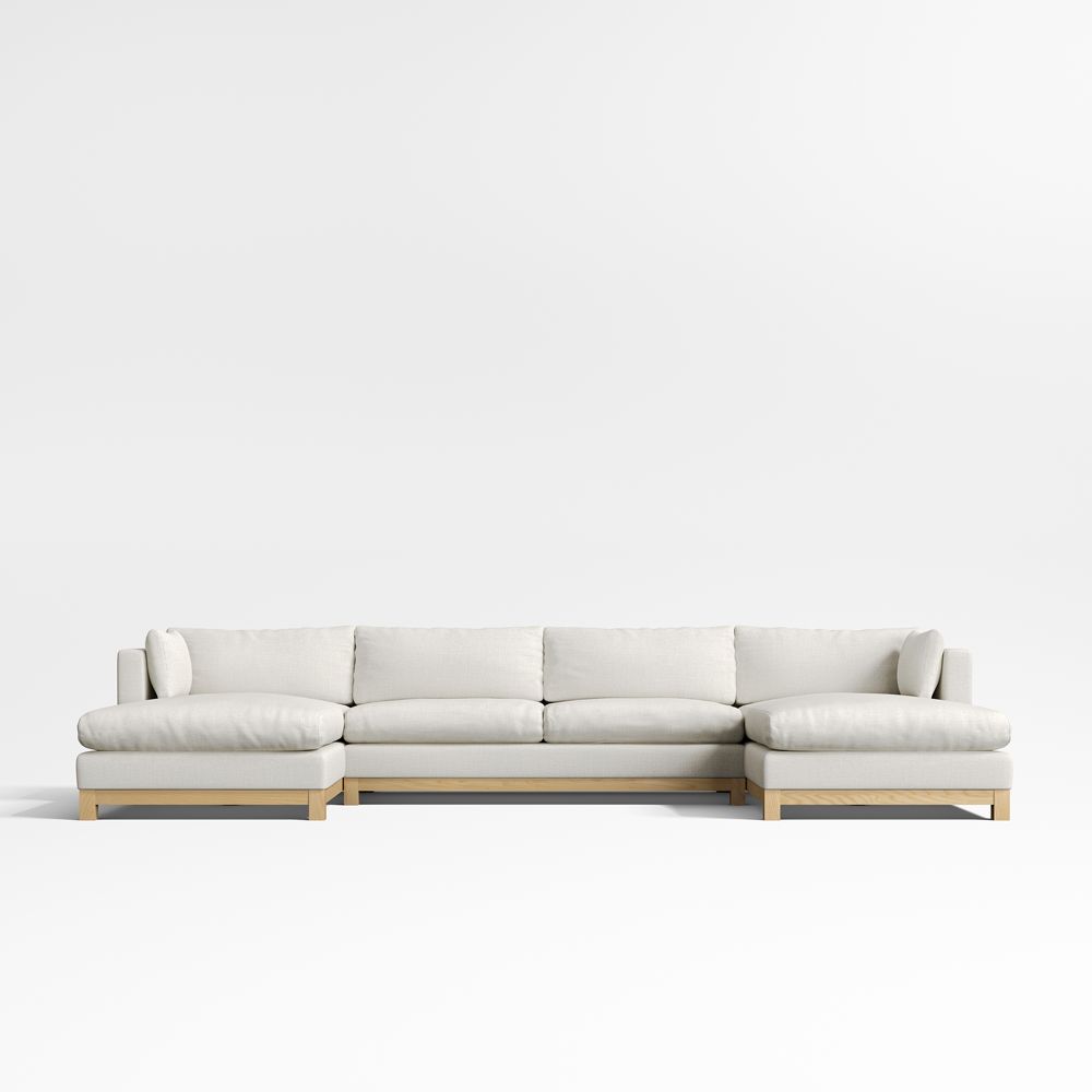 Pacific Wood Base 3-Piece U-Shaped Sectional Sofa with Double Chaise Lounge