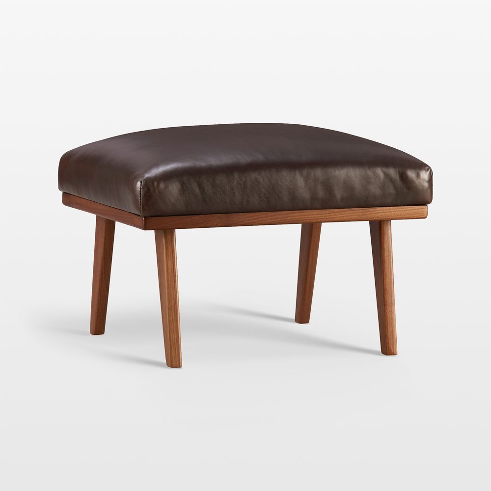 Cavett 22" Wood and Leather Ottoman