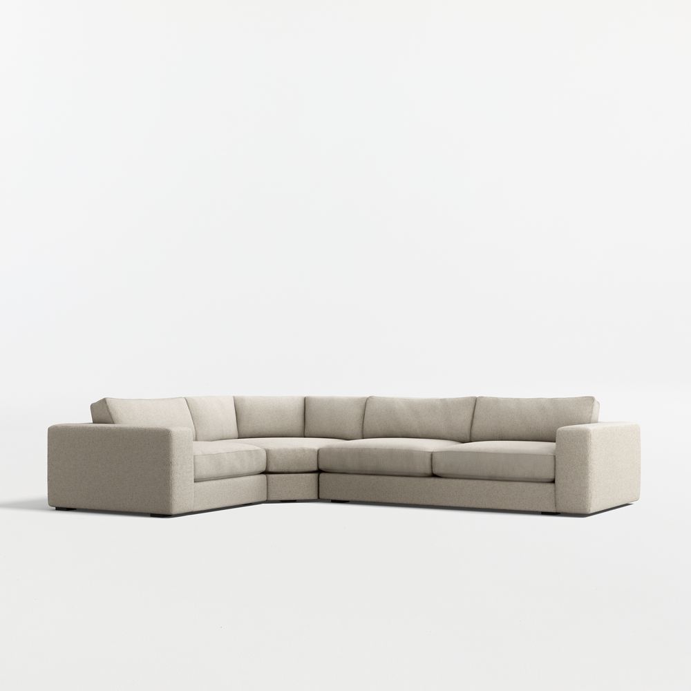 Oceanside Deep Low 3-Piece L-Shaped Wedge Sectional Sofa