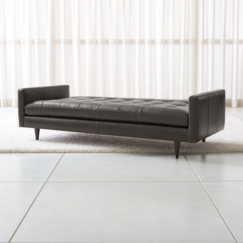 Petrie 86" Leather Midcentury Daybed