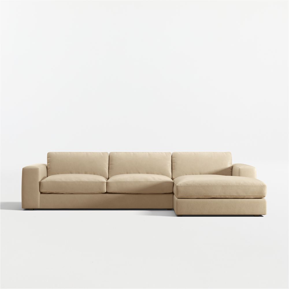 Oceanside Low 2-Piece Leather Sectional Sofa with Chaise Lounge