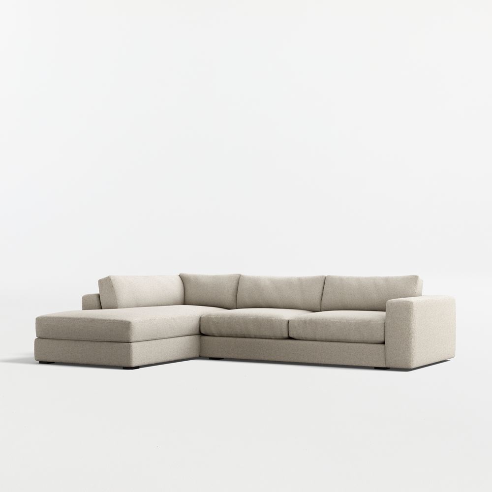 Oceanside Deep Low 2-Piece L-Shaped Sectional Sofa with Corner Bumper