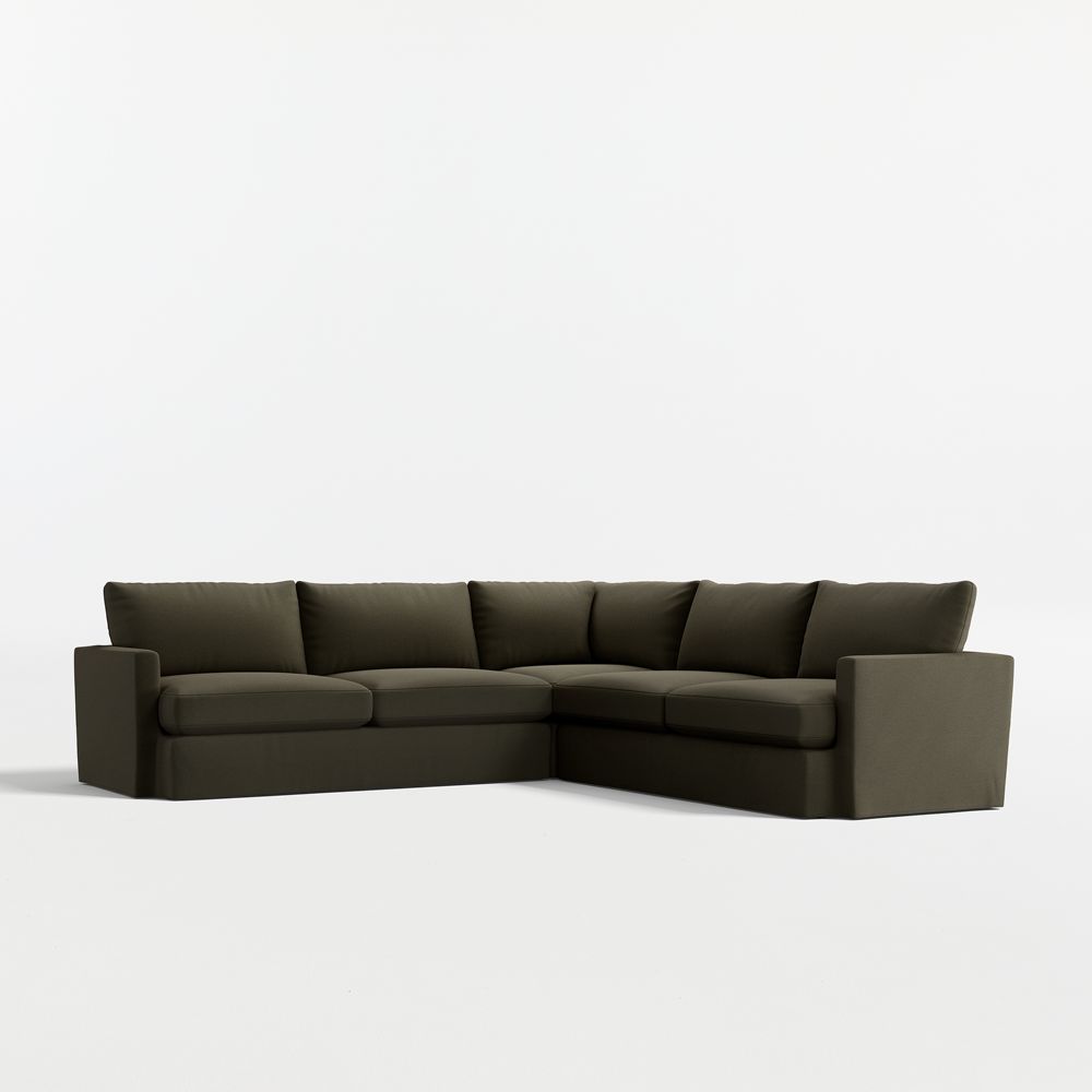 Lounge 3-Piece L-Shaped Slipcovered Sectional Sofa