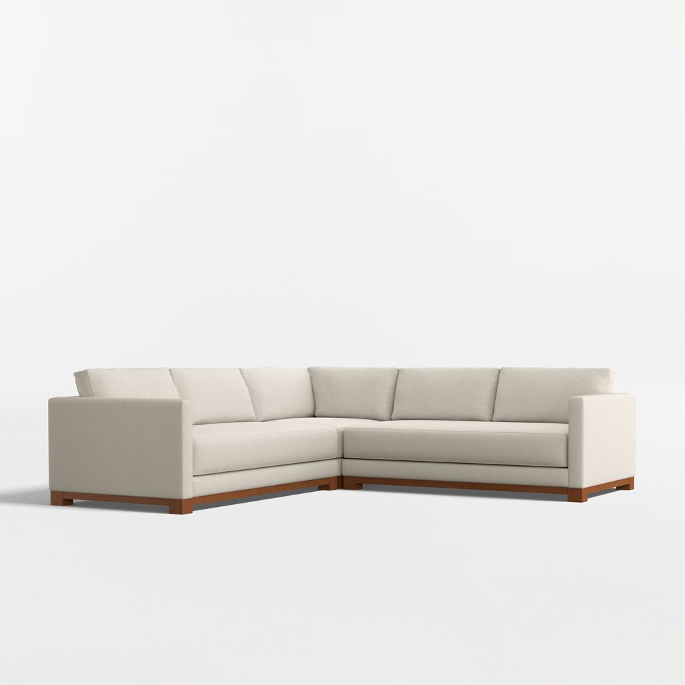 Gather Deep Wood Base 3-Piece L-Shaped Bench Sectional Sofa