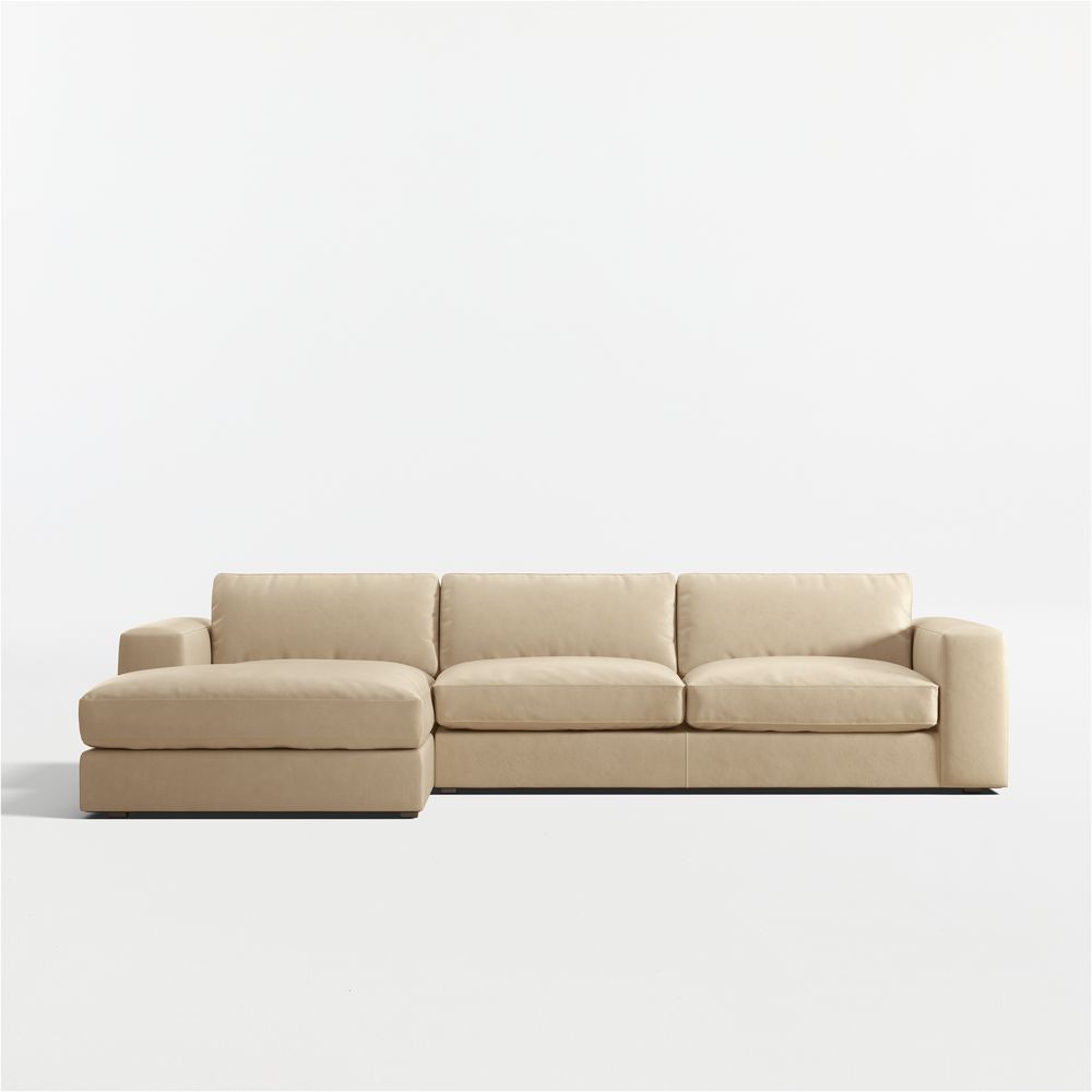 Oceanside Low 2-Piece Leather Sectional Sofa with Chaise Lounge