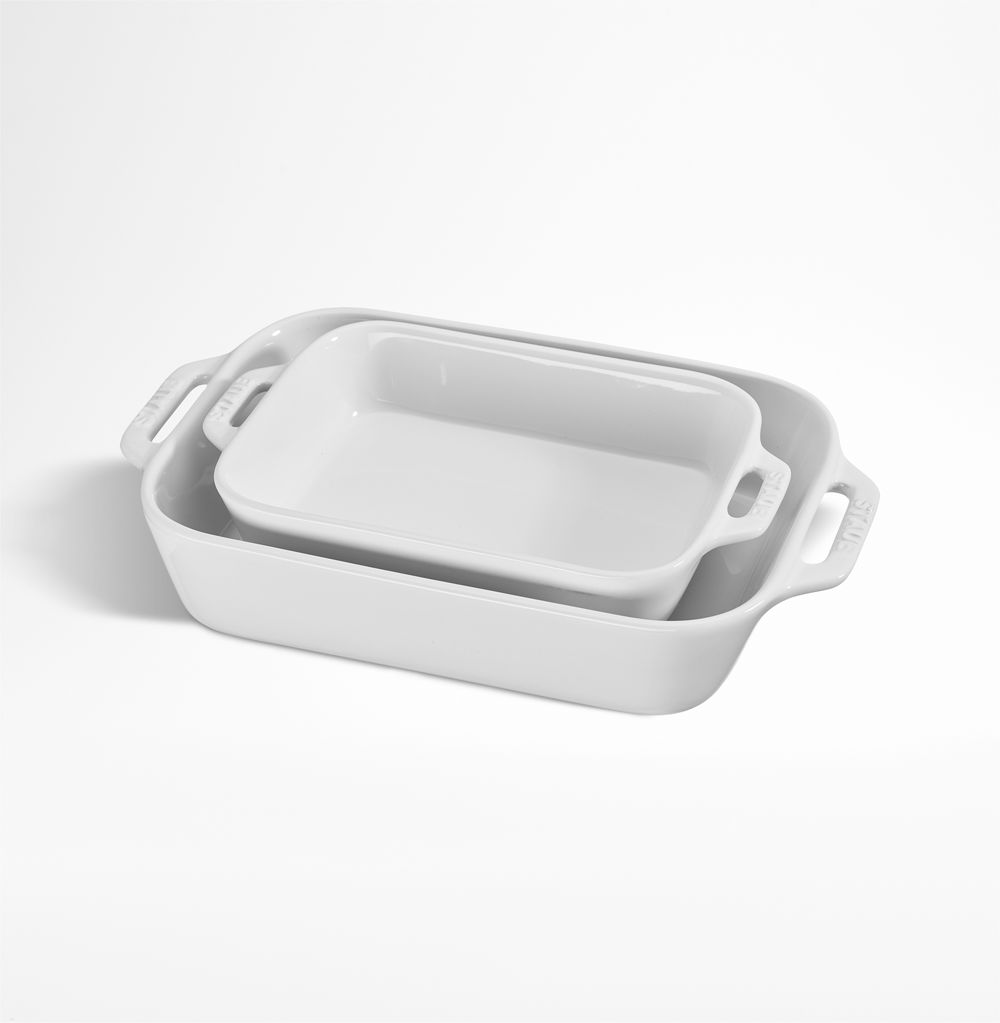 Staub White 2-Piece Rectangular Baker Set