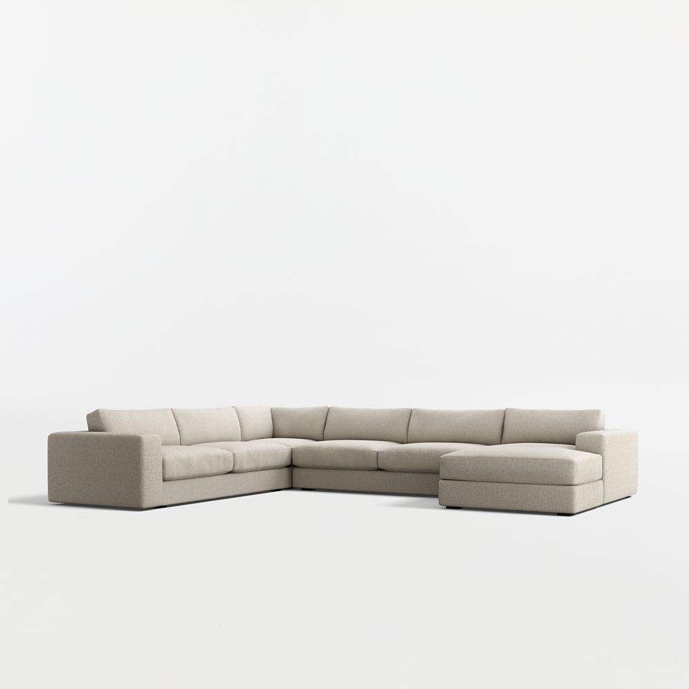 Oceanside Low 4-Piece L-Shaped Sectional Sofa with Chaise Lounge