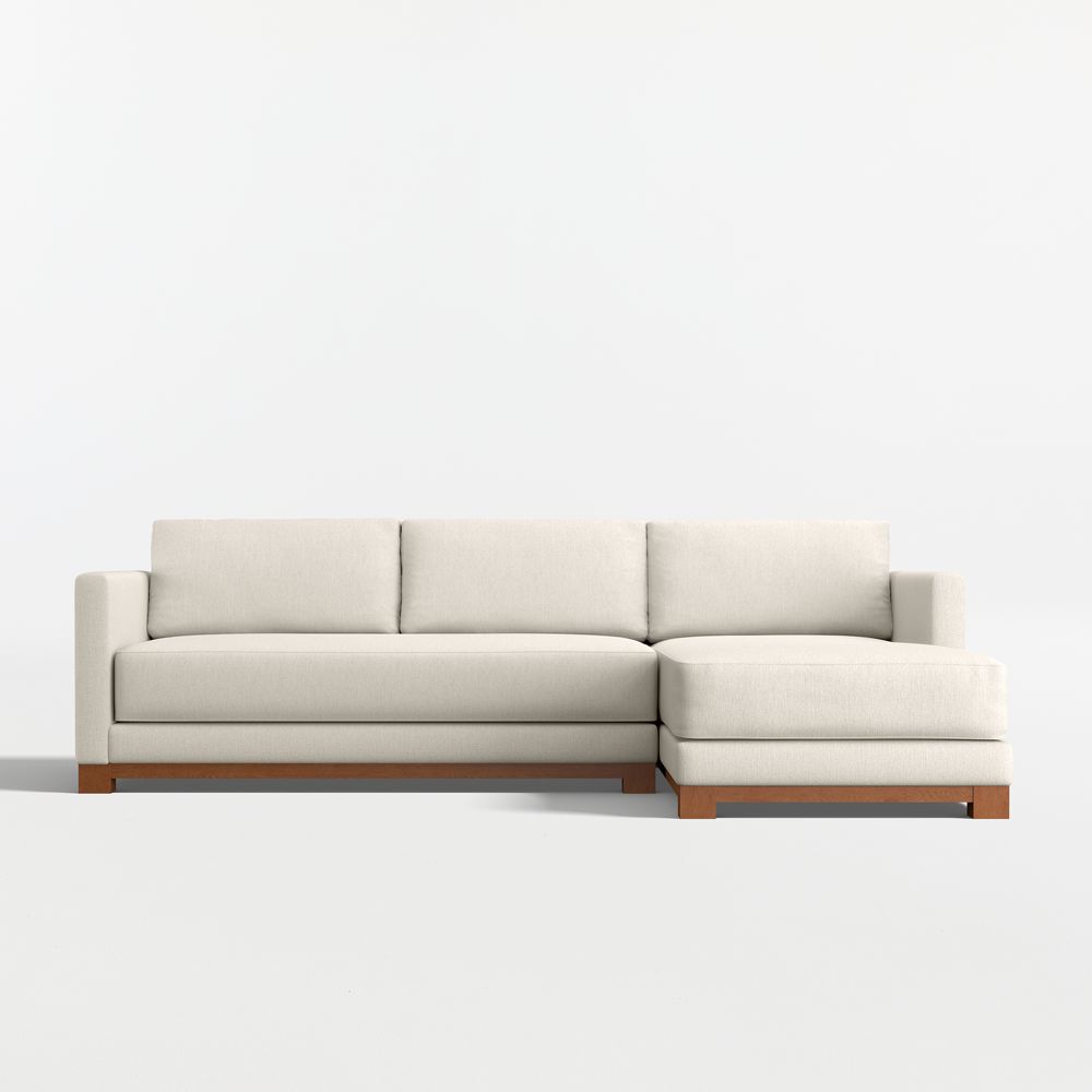 Gather Deep Wood Base 2-Piece Bench Sectional Sofa with Chaise Lounge