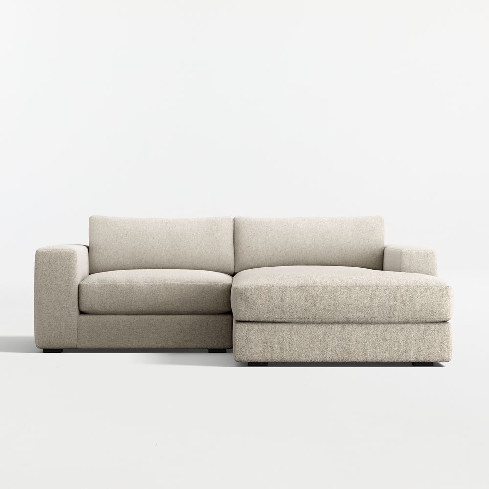 Oceanside Deep Low 2-Piece Small Space Sectional Sofa with Chaise Lounge