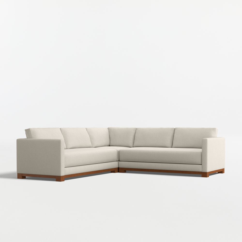 Gather Wood Base 3-Piece L-Shaped Bench Sectional Sofa