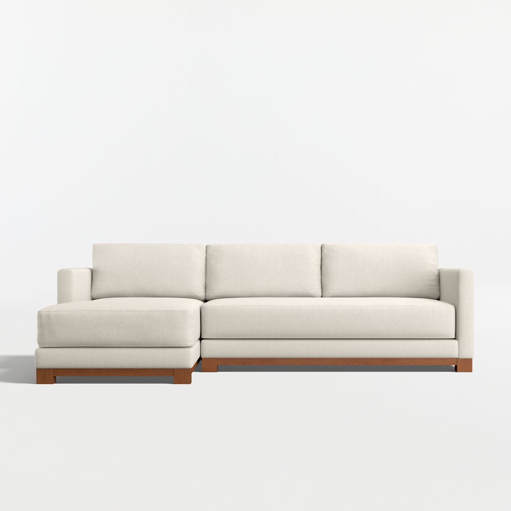 Gather Deep Wood Base 2-Piece Bench Sectional Sofa with Chaise Lounge