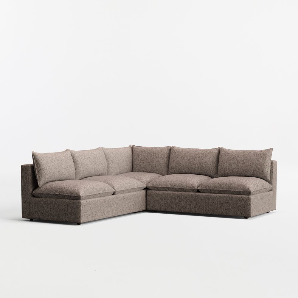 Lotus Modular 3-Piece L-Shaped Armless Sectional Sofa