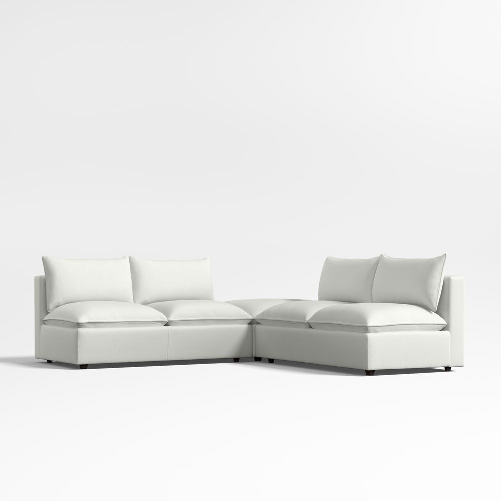 Lotus Modular 3-Piece L-Shaped Armless Sectional Sofa with Ottoman