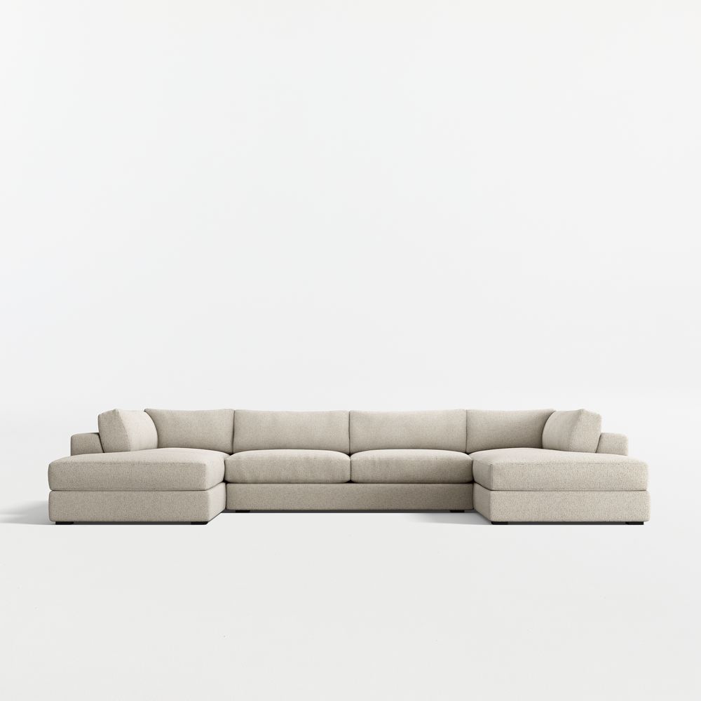 Oceanside Deep Low 3-Piece U-Shaped Sectional Sofa with Double Corner Bumper