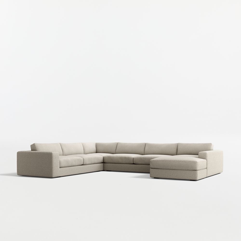 Oceanside Deep Low 4-Piece L-Shaped Sectional Sofa with Chaise Lounge