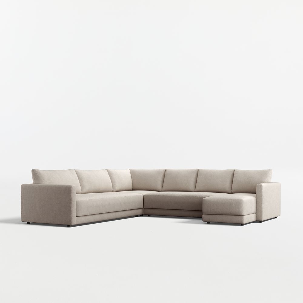 Gather Deep 4-Piece L-Shaped Bench Sectional Sofa with Chaise Lounge