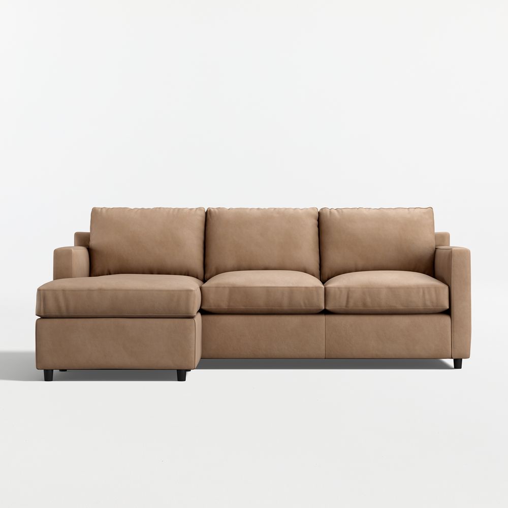Barrett II 91" Leather Left-Arm Storage Chaise Lounge Sectional Sofa