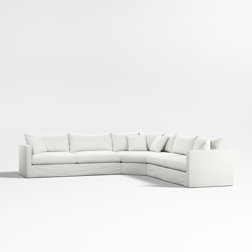 Willow II 3-Piece L-Shaped Wedge Slipcovered Sectional Sofa
