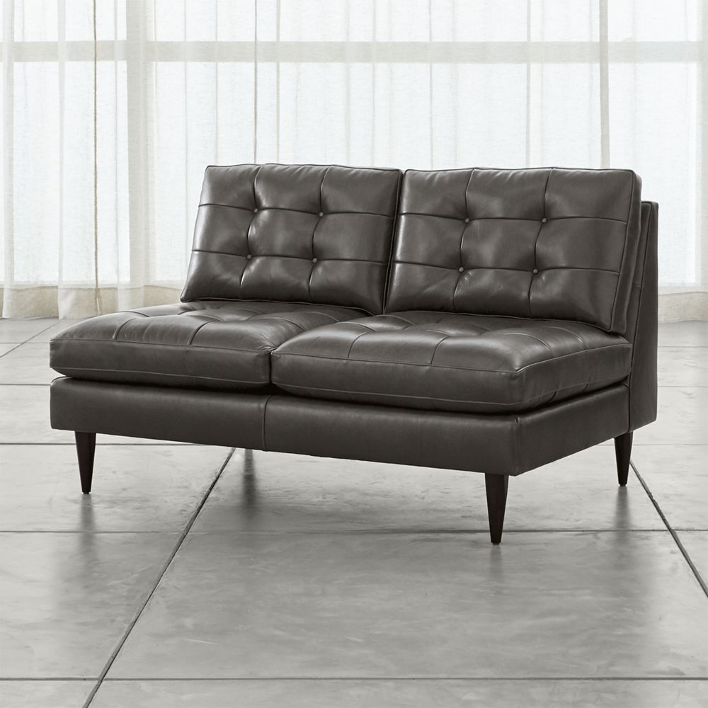 Petrie Leather Midcentury Armless Loveseat Sectional Piece