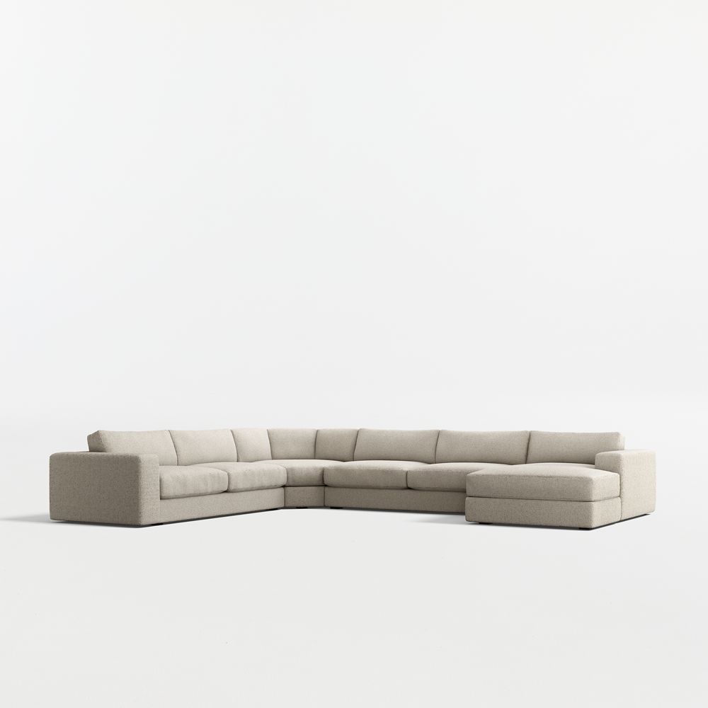 Oceanside Low 4-Piece L-Shaped Wedge Sectional Sofa with Chaise Lounge