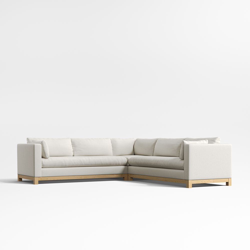Pacific Wood Base 3-Piece L-Shaped Bench Sectional Sofa