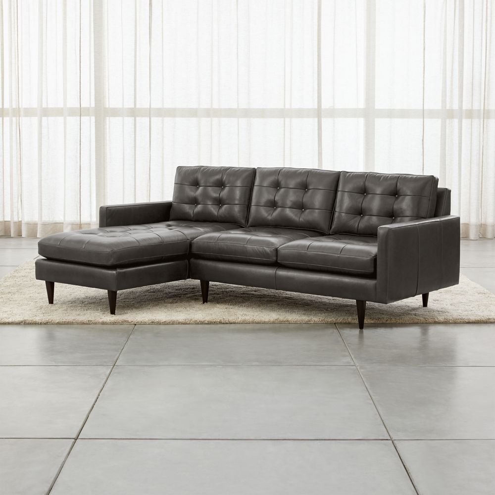Petrie 2-Piece Leather Midcentury Sectional Sofa with Chaise Lounge