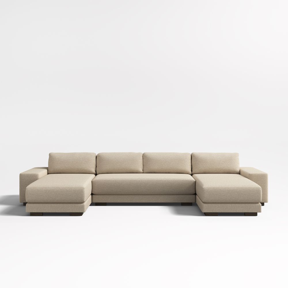 Horizon 3-Piece U-Shaped Bench Sectional Sofa with Double Chaise Lounge
