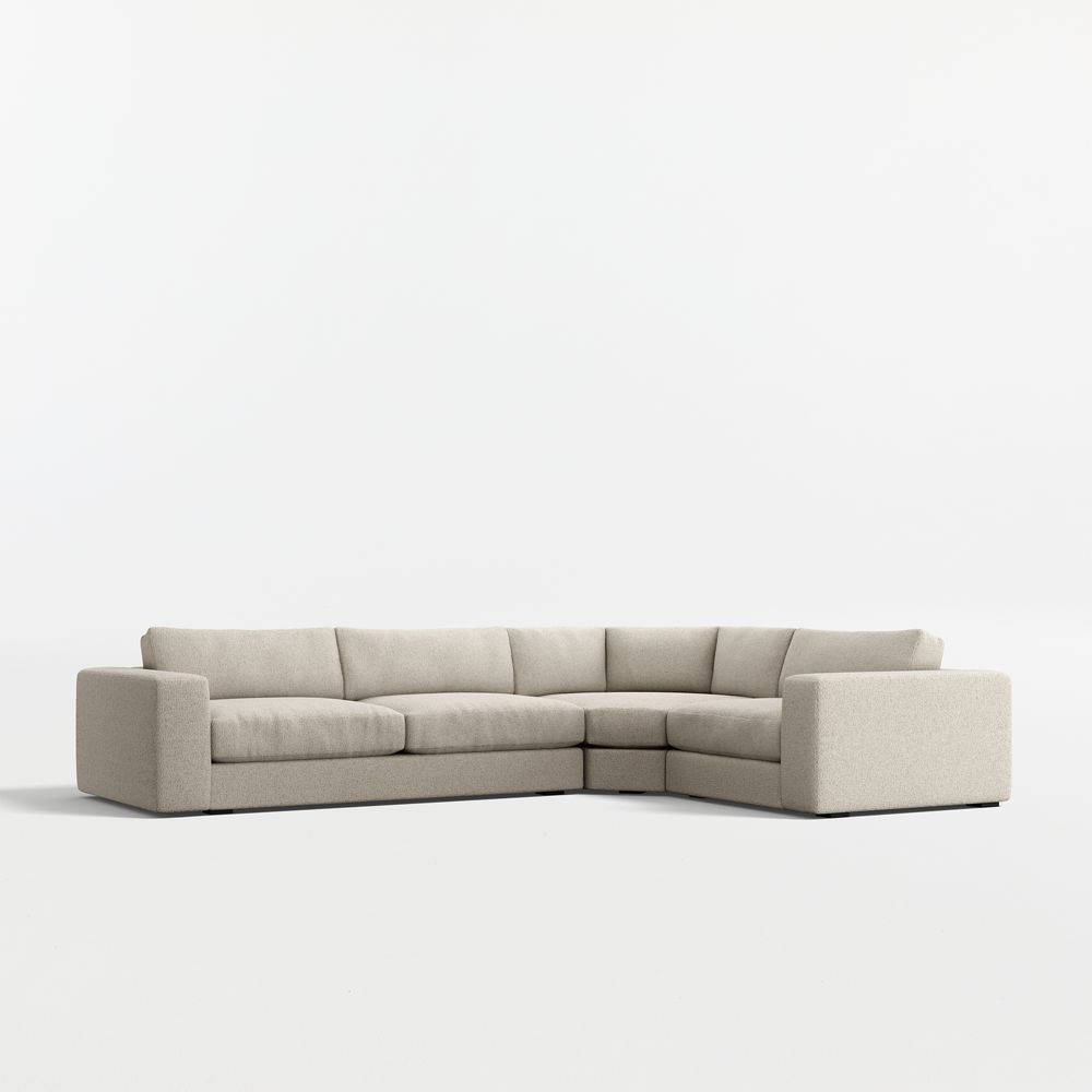 Oceanside Deep Low 3-Piece L-Shaped Wedge Sectional Sofa