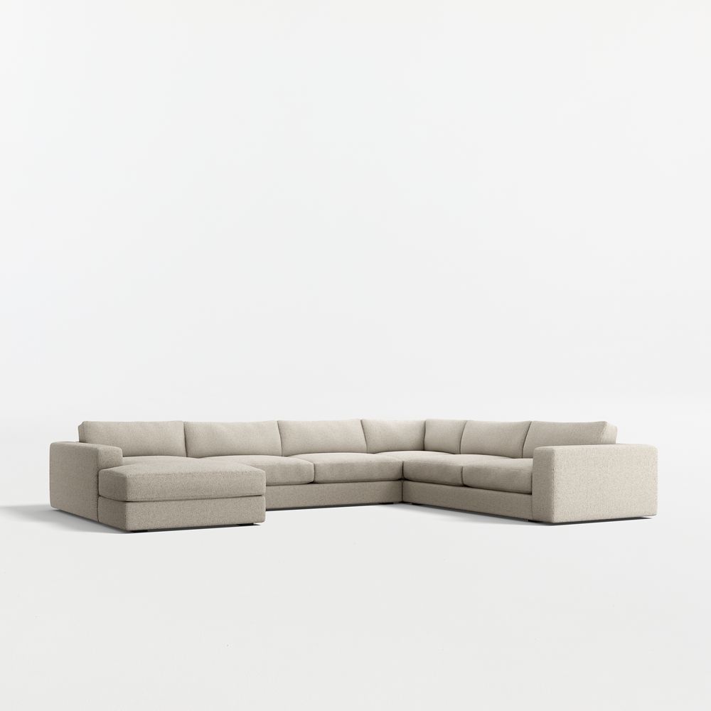 Oceanside Deep Low 4-Piece L-Shaped Sectional Sofa with Chaise Lounge
