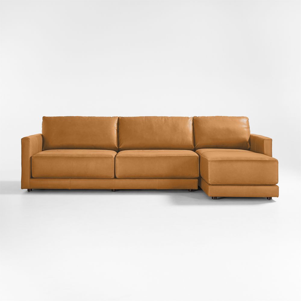 Gather Deep 2-Piece Leather Sectional Sofa with Chaise Lounge
