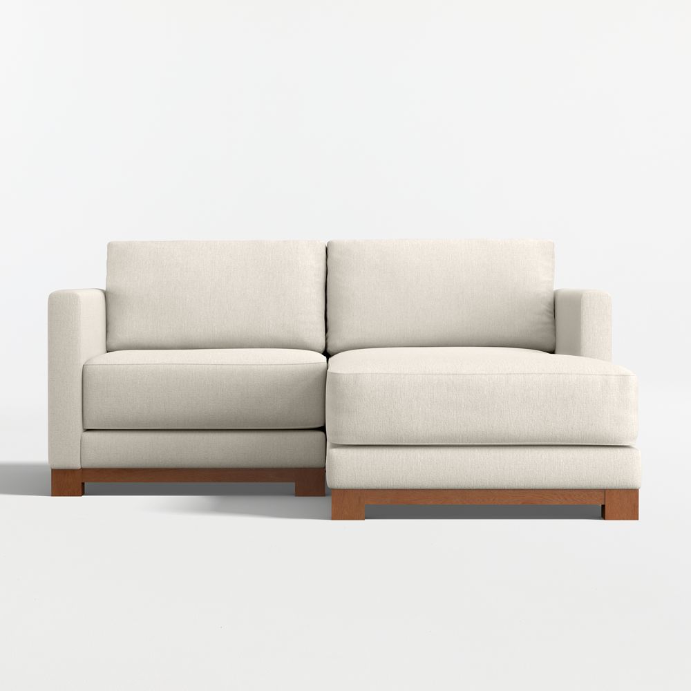 Gather Deep Wood Base 2-Piece Small Space Sectional Sofa with Chaise Lounge
