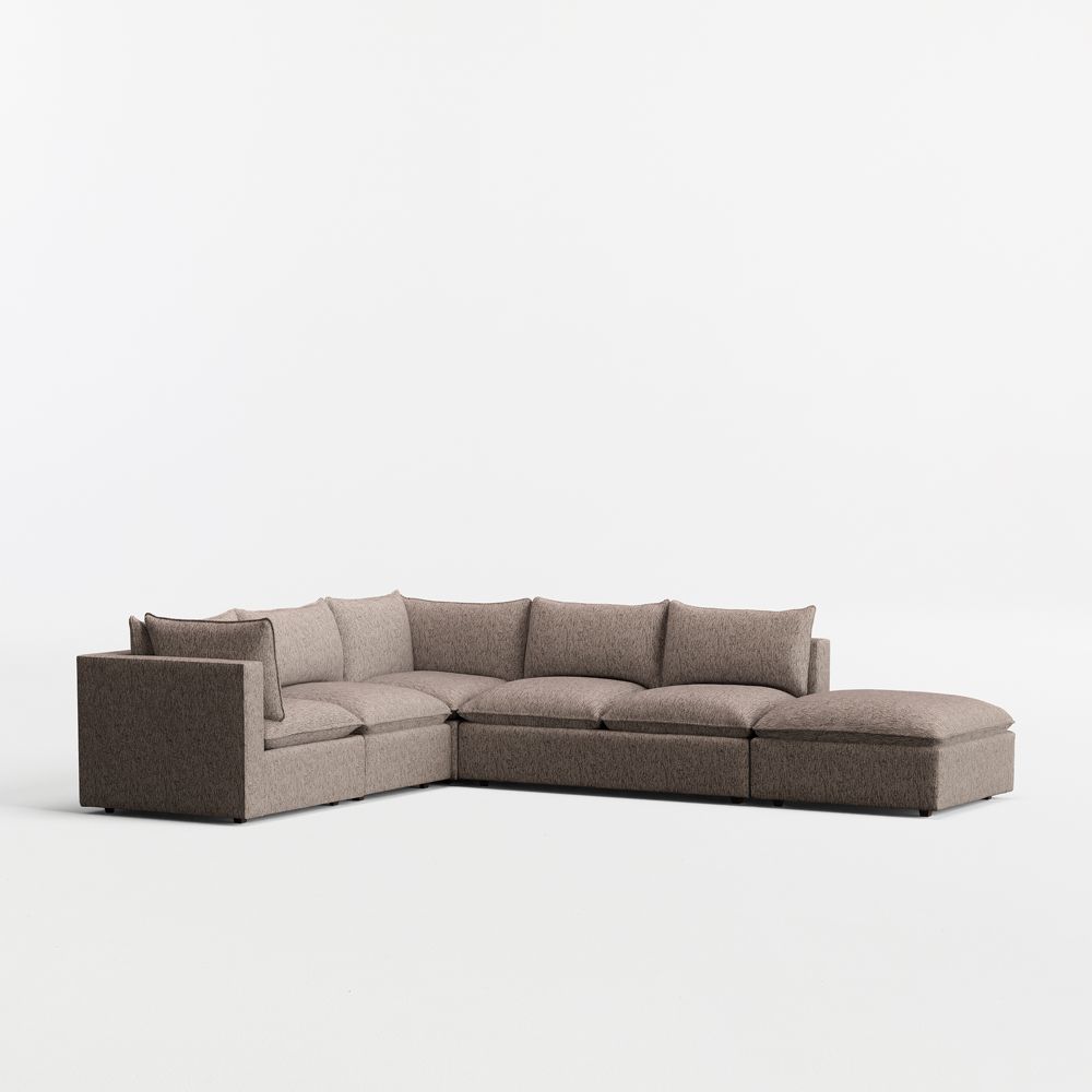 Lotus Modular 5-Piece L-Shaped Sectional Sofa with Ottoman