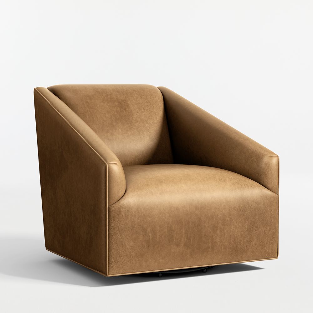 Baron Leather Swivel Accent Chair- Image 2