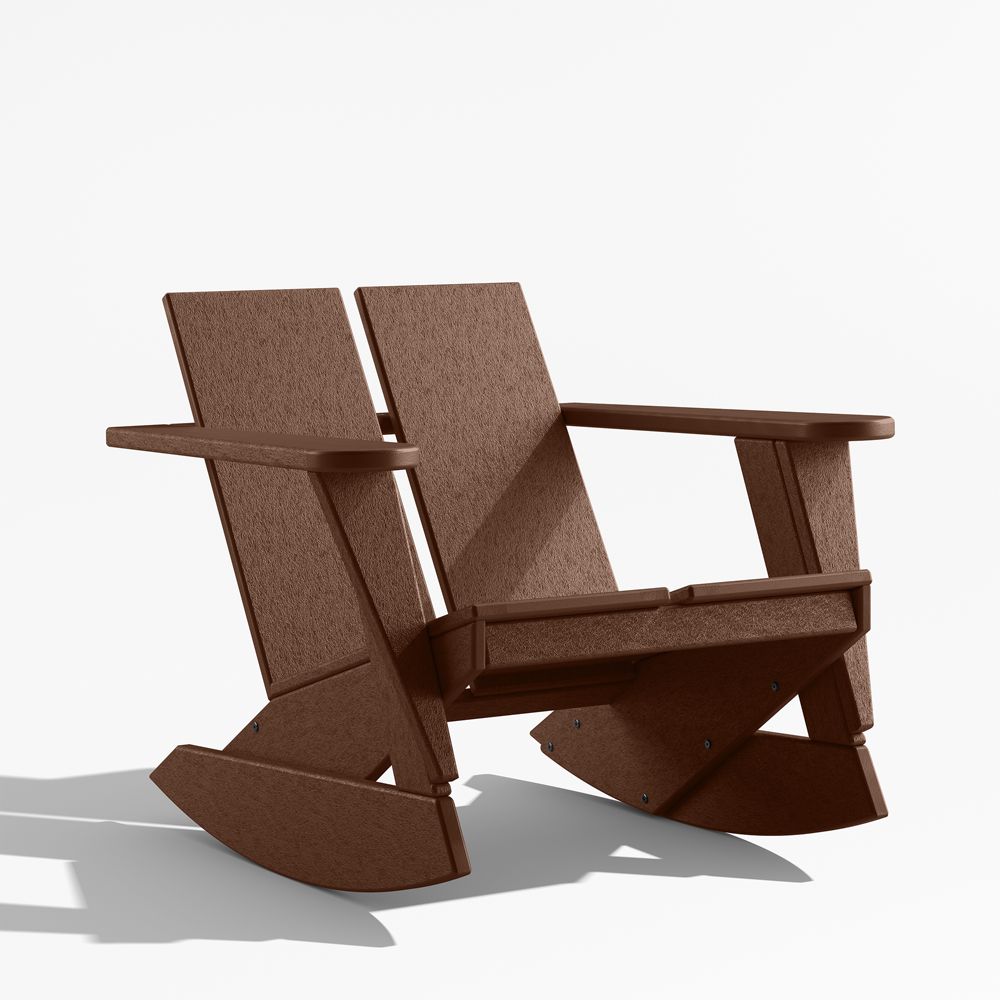 Paso Mahogony Brown Outdoor Adirondack Rocking Chair by POLYWOOD